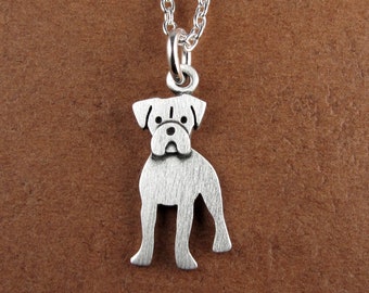 Tiny boxer pendant / necklace - sterling silver