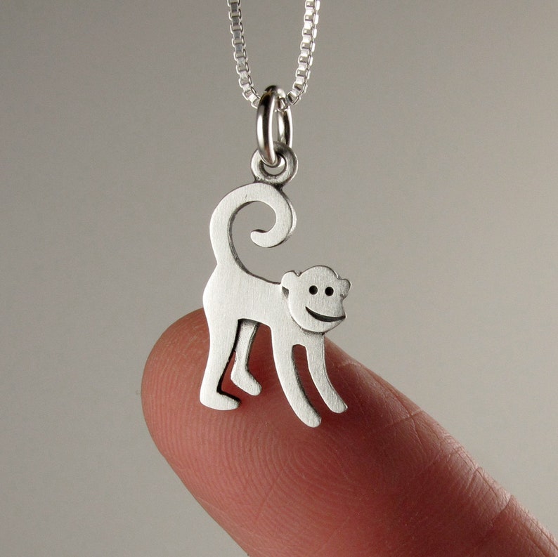 Tiny monkey pendant necklace