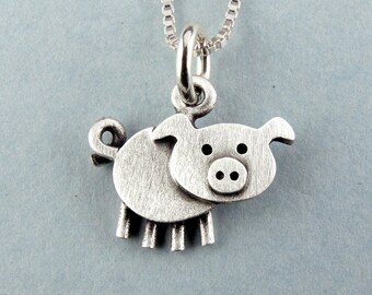 Tiny pig pendant / necklace