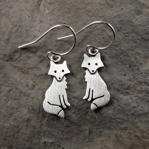 Tiny fox earrings sterling silver image 1
