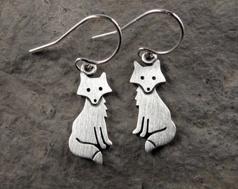 Tiny fox earrings - sterling silver