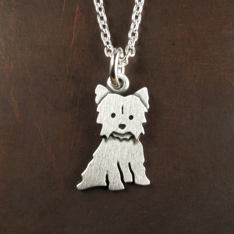 Tiny Yorkshire terrier pendant / necklace sterling silver image 1