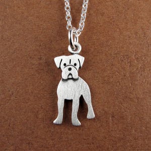 Tiny boxer pendant / necklace - sterling silver - handcrafted