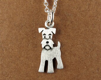 Kleiner Schnauzer-Anhänger/Halskette – Sterlingsilber