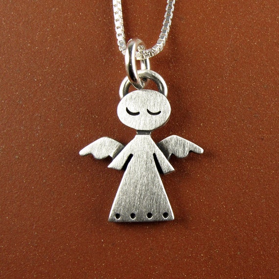 Tiny angel pendant / necklace Etsy