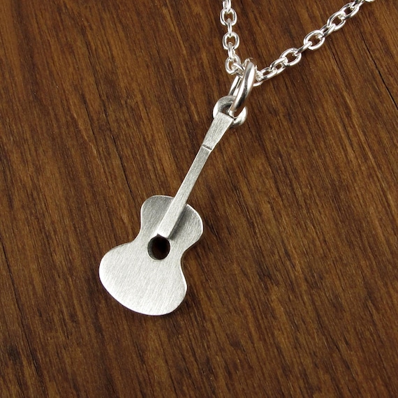 Collier Avec Pendentif Guitare Argenté - Unisexe, Neuf Avec étiquettes, Sans Marque