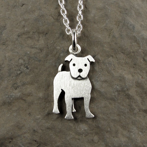 Tiny pit bull pendant / necklace - sterling silver