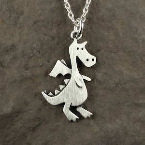 Dragon necklace / pendant (larger size) - sterling silver - handcrafted