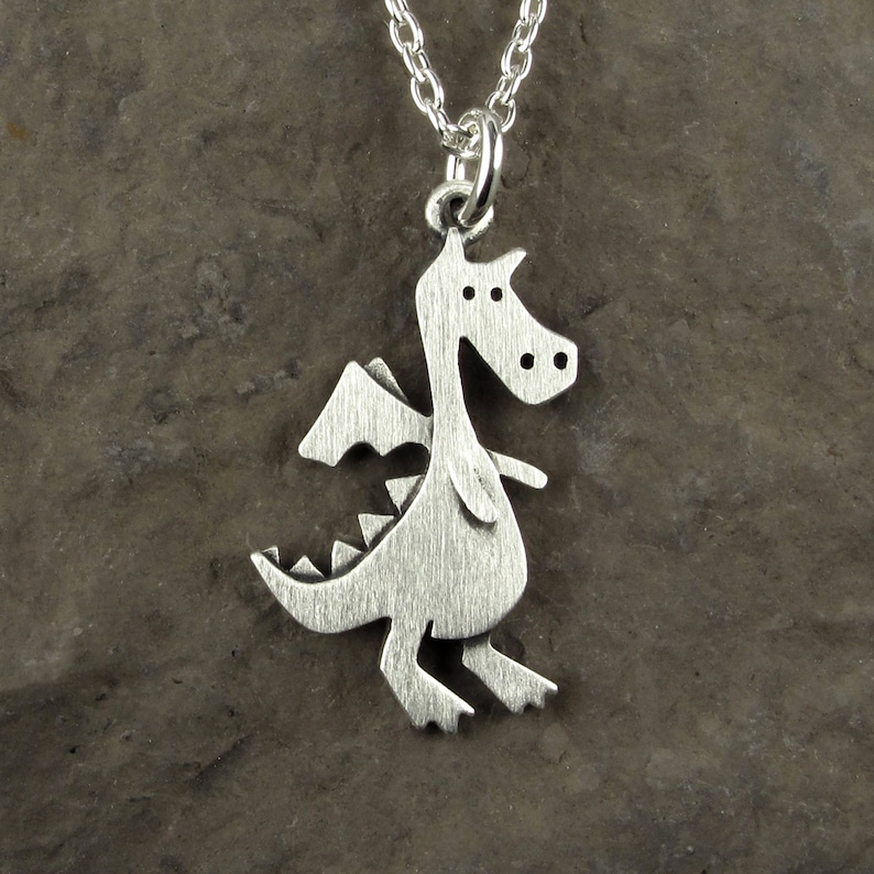 Dragon necklace / pendant larger size sterling silver image 1