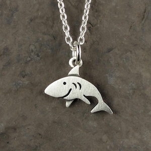 Tiny shark pendant / necklace - sterling silver