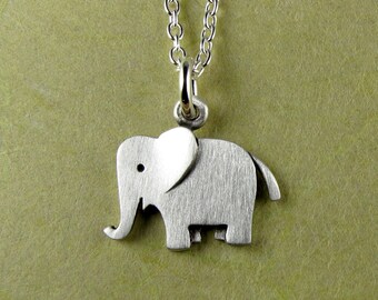 Tiny elephant pendant / necklace - sterling silver