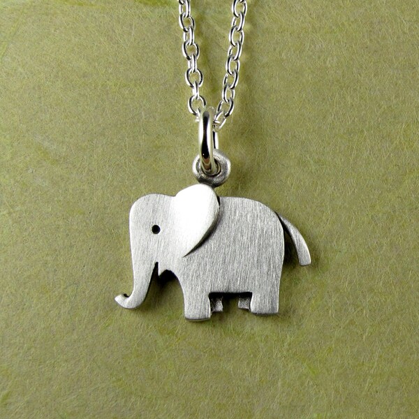 Tiny elephant pendant / necklace - sterling silver