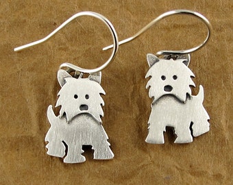 Tiny Westie earrings - sterling silver