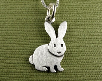 Tiny rabbit pendant / necklace - sterling silver