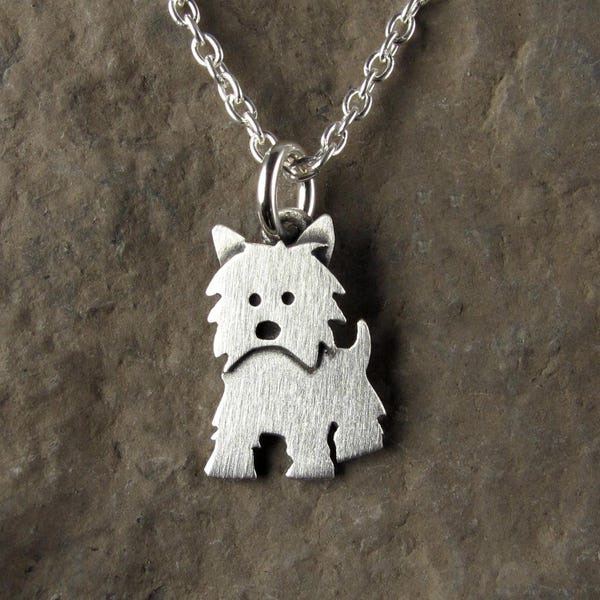 Colgante/collar de pequeño Westie - plata de ley - hecho a mano