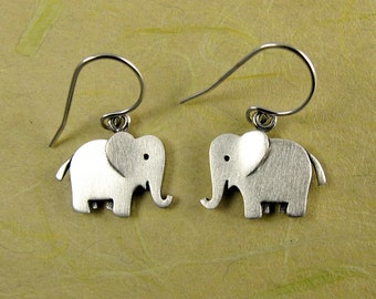 Tiny elephant earrings - sterling silver