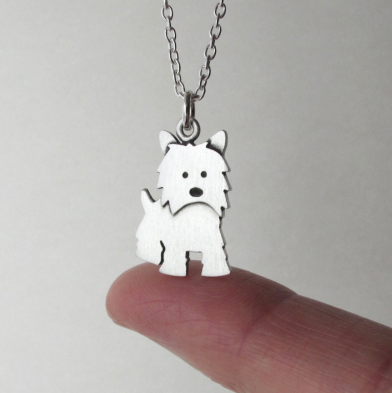 Westie pendant / necklace larger size sterling silver image 2