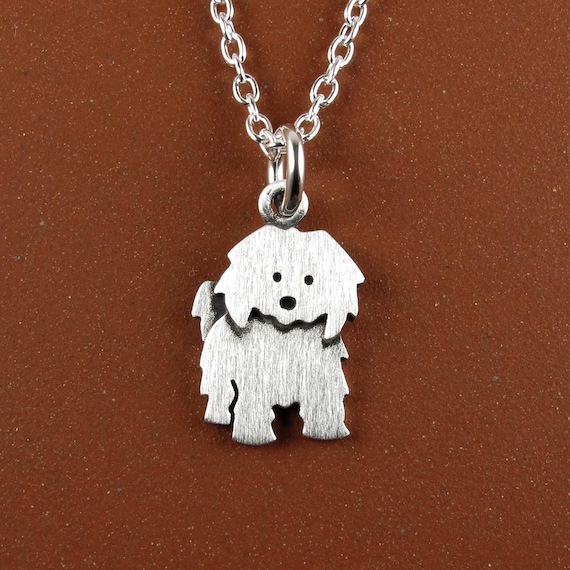 Tiny Coton de Tulear pendant / necklace - sterling silver - handcrafted