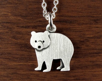 Tiny bear pendant / necklace - sterling silver