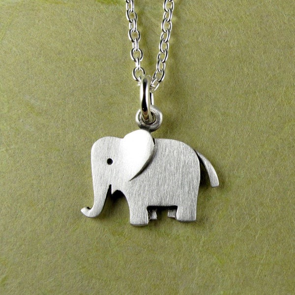 Tiny elephant pendant / necklace - sterling silver