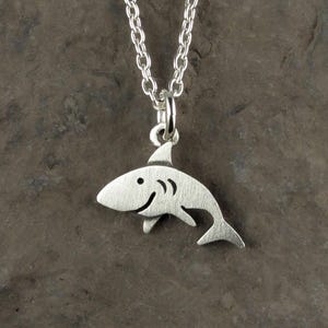 Tiny shark pendant / necklace - sterling silver