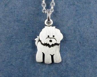 Tiny Bichon Frise pendant / necklace - sterling silver - handcrafted