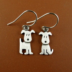 Tiny puppy earrings - sterling silver