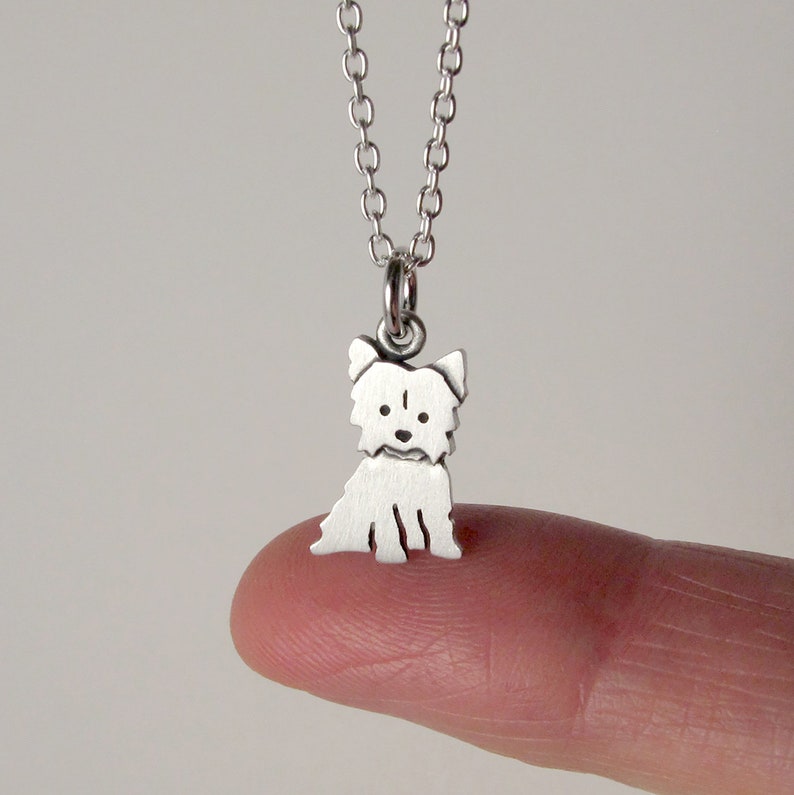 Tiny Yorkshire terrier pendant / necklace sterling silver image 2