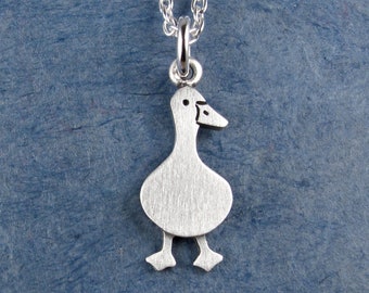 Tiny duck pendant / necklace - sterling silver