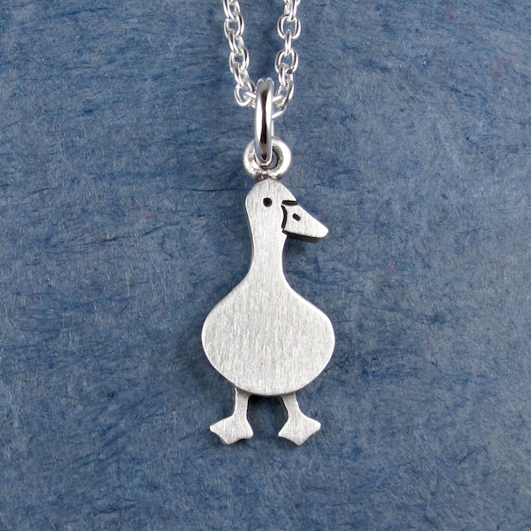 Tiny duck pendant / necklace - sterling silver