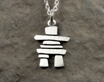 Tiny Inukshuk pendant / necklace - sterling silver