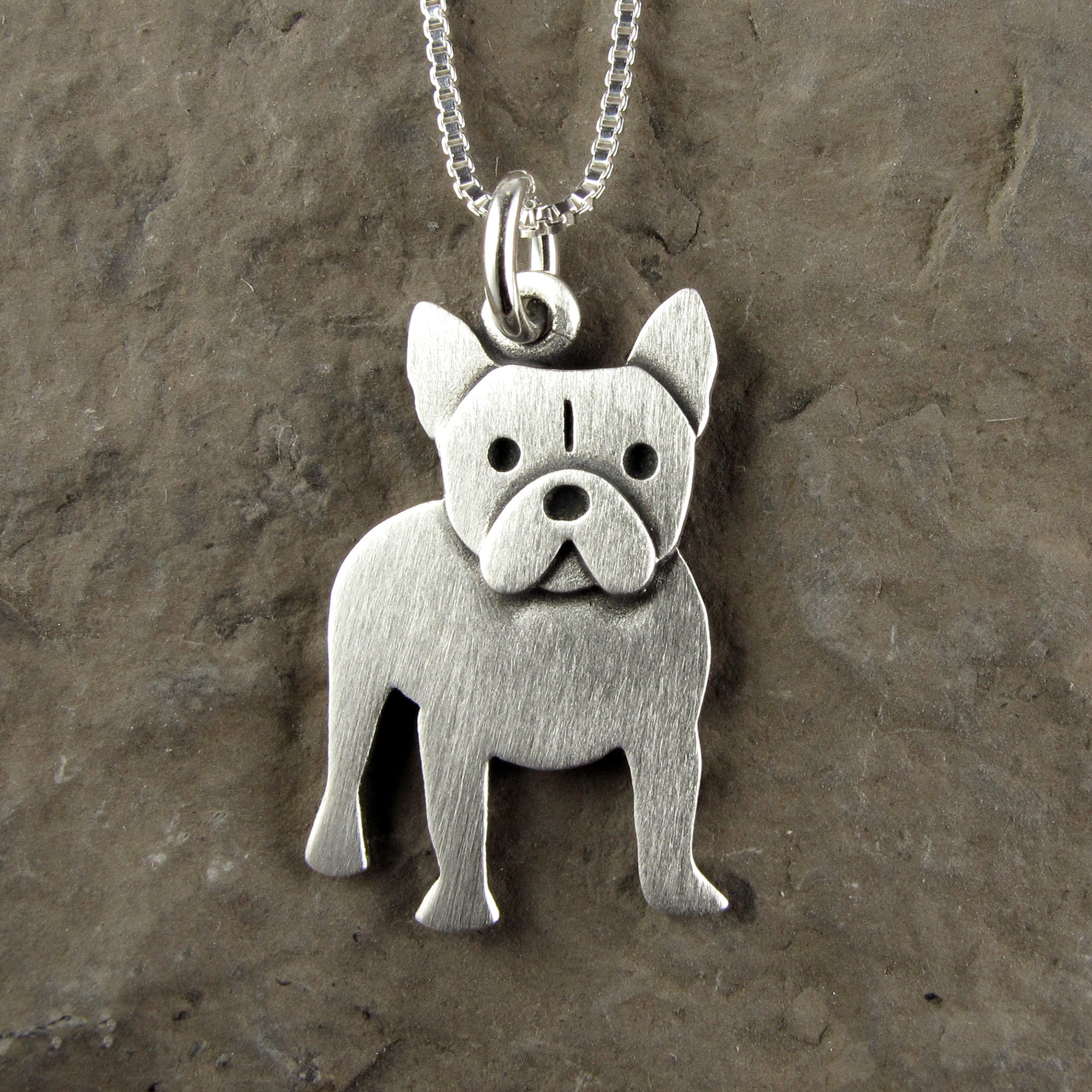 French bulldog on a lead necklace - amanda coleman jewellery