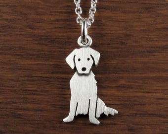 Tiny golden retriever pendant / necklace - sterling silver
