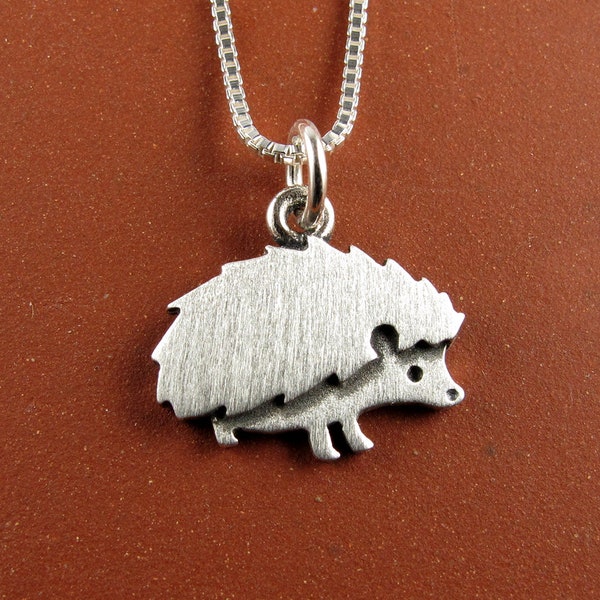Tiny hedgehog pendant / necklace - sterling silver