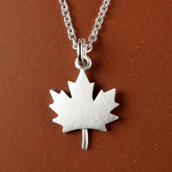 Tiny maple leaf pendant necklace sterling silver
