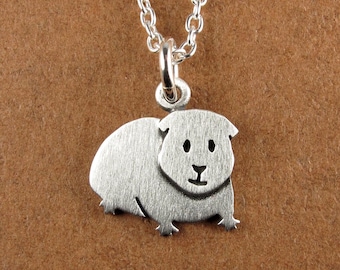 Tiny guinea pig pendant / necklace - sterling silver