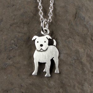 Colgante/collar de pitbull pequeño - plata de ley