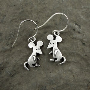 Tiny mouse earrings - sterling silver