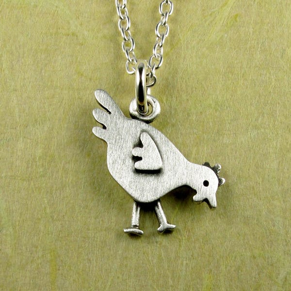 Colgante/collar de pollito pequeño - plata de ley - hecho a mano