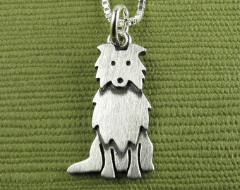 Tiny Collie pendant / necklace - sterling silver