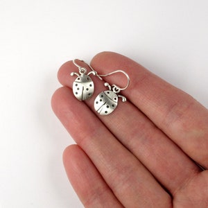 Tiny ladybug earrings sterling silver image 3