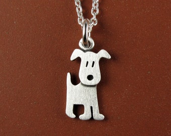 Tiny puppy pendant / necklace - sterling silver