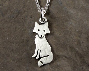 Tiny fox pendant / necklace - sterling silver