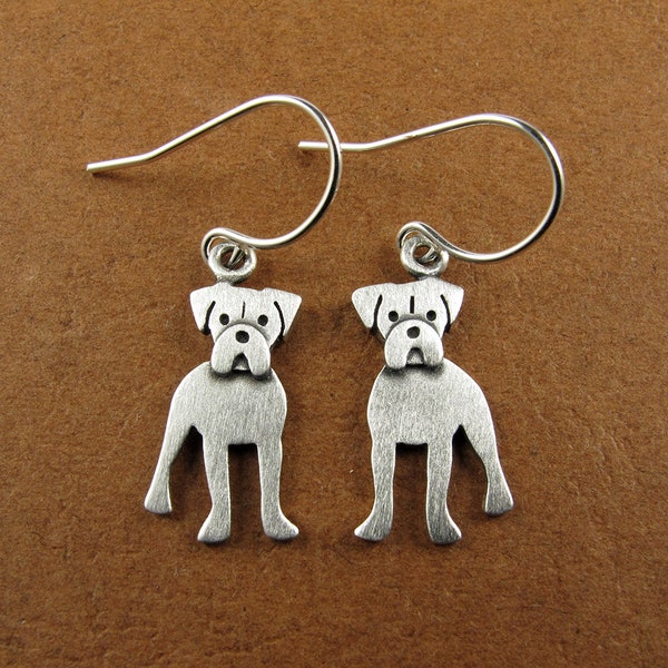 Tiny boxer earrings - sterling silver