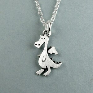 Tiny dragon pendant / necklace - sterling silver