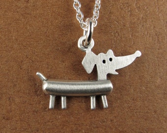 Tiny dachshund pendant / necklace - sterling silver