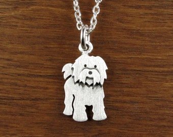 Tiny Tibetan terrier pendant / necklace - sterling silver