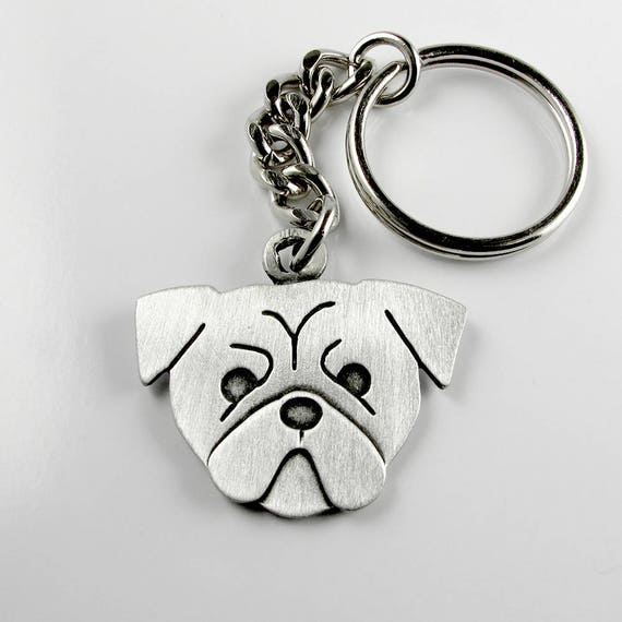 Bulldog Keychain Pewter
