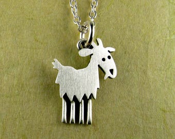 Tiny goat pendant / necklace - sterling silver