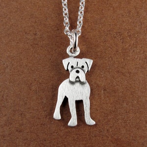 Tiny boxer pendant / necklace - sterling silver